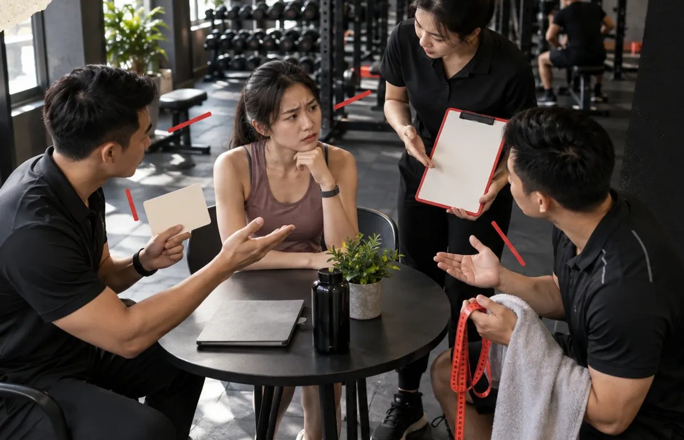 Đội ngũ phòng tập tư vấn gói tập cho khách